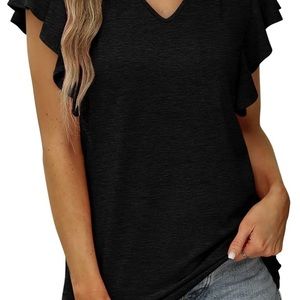 Flutter Sleeve Black Top. Size: 2XL